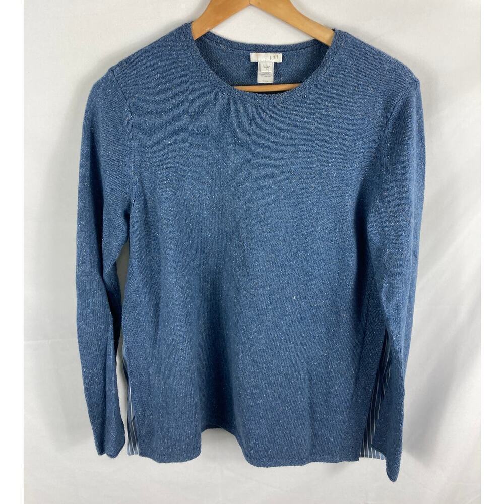 J Jill Soft Knit Side Panel Stripe Pullover Sweater Size Small
